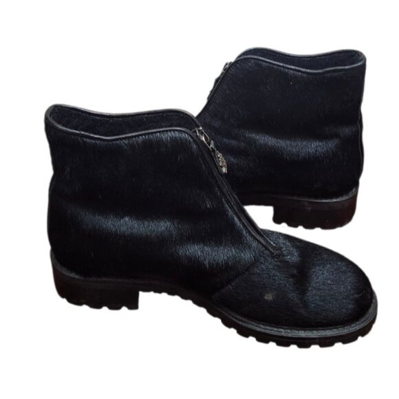 Diavolezza Women's Boots Shearling Black Ankle Boots Fur Zip Front Winter Shoes - Picture 8 of 16